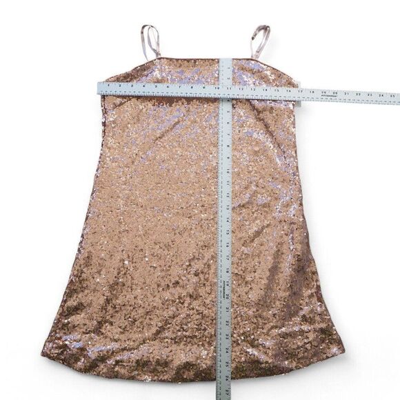 In Loom Thin Strap Sequin Mini Dress Rose Gold Women's Small (S) - Picture 4 of 5